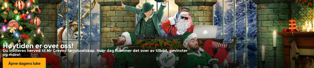 Hos Mr Green finner du pengepremier, free spins og casino bonus i jula