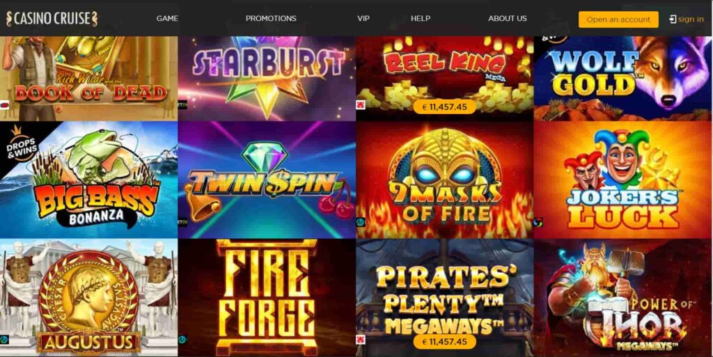 Casino Cruise game selection